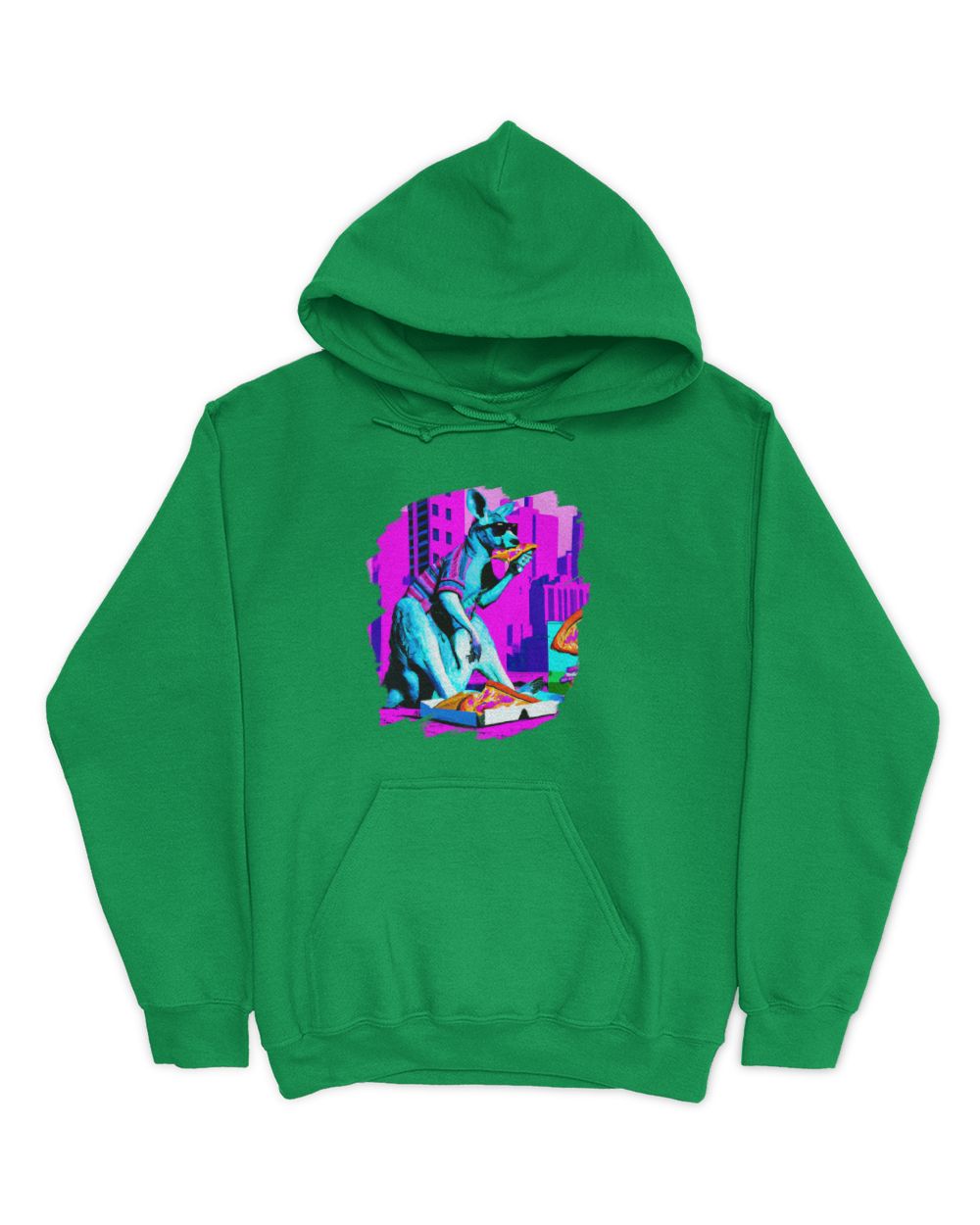 Kangaroo Eating Pizza Funny Cool Kangaroo Pizza T-Shirt (1)