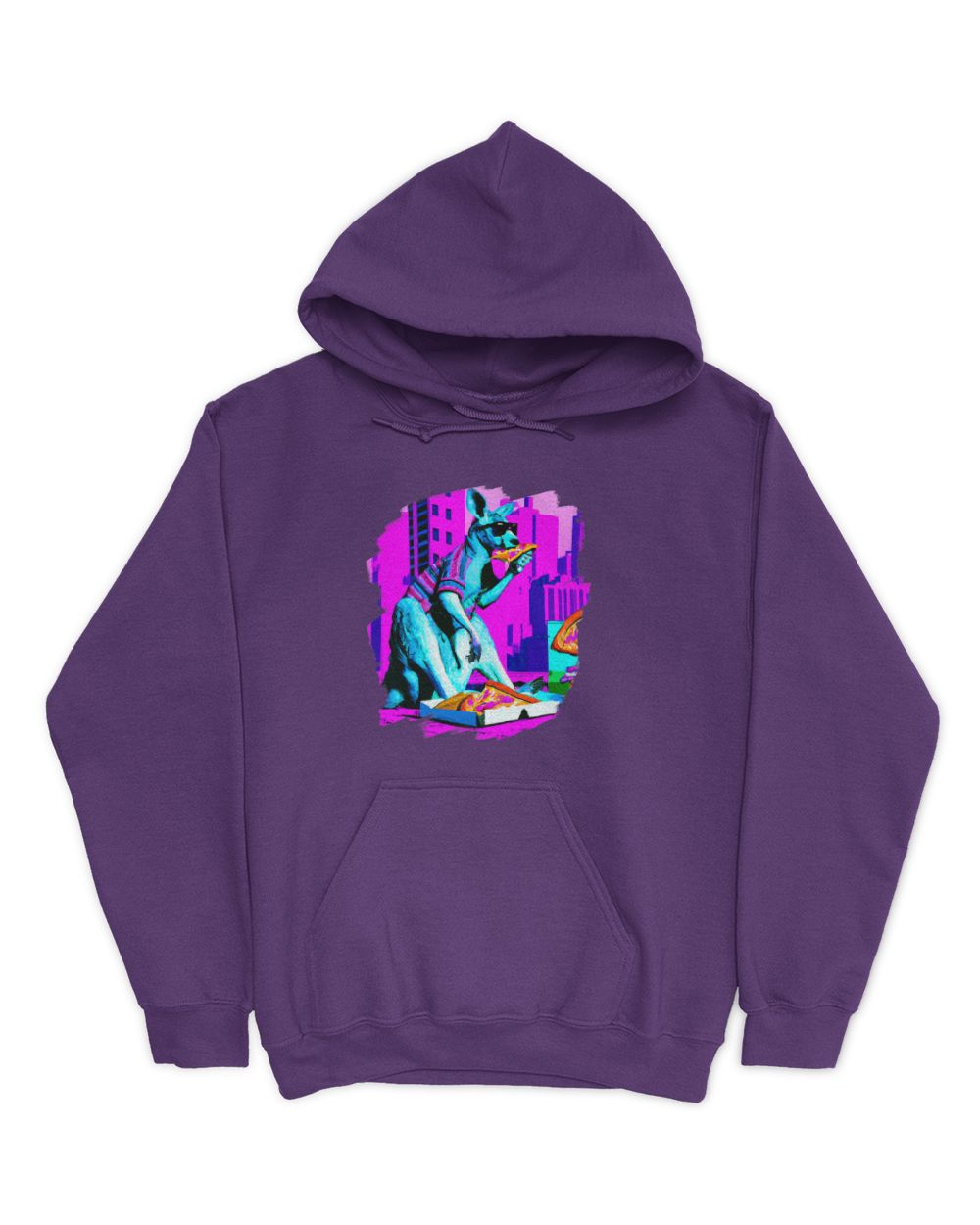 Kangaroo Eating Pizza Funny Cool Kangaroo Pizza T-Shirt (1)