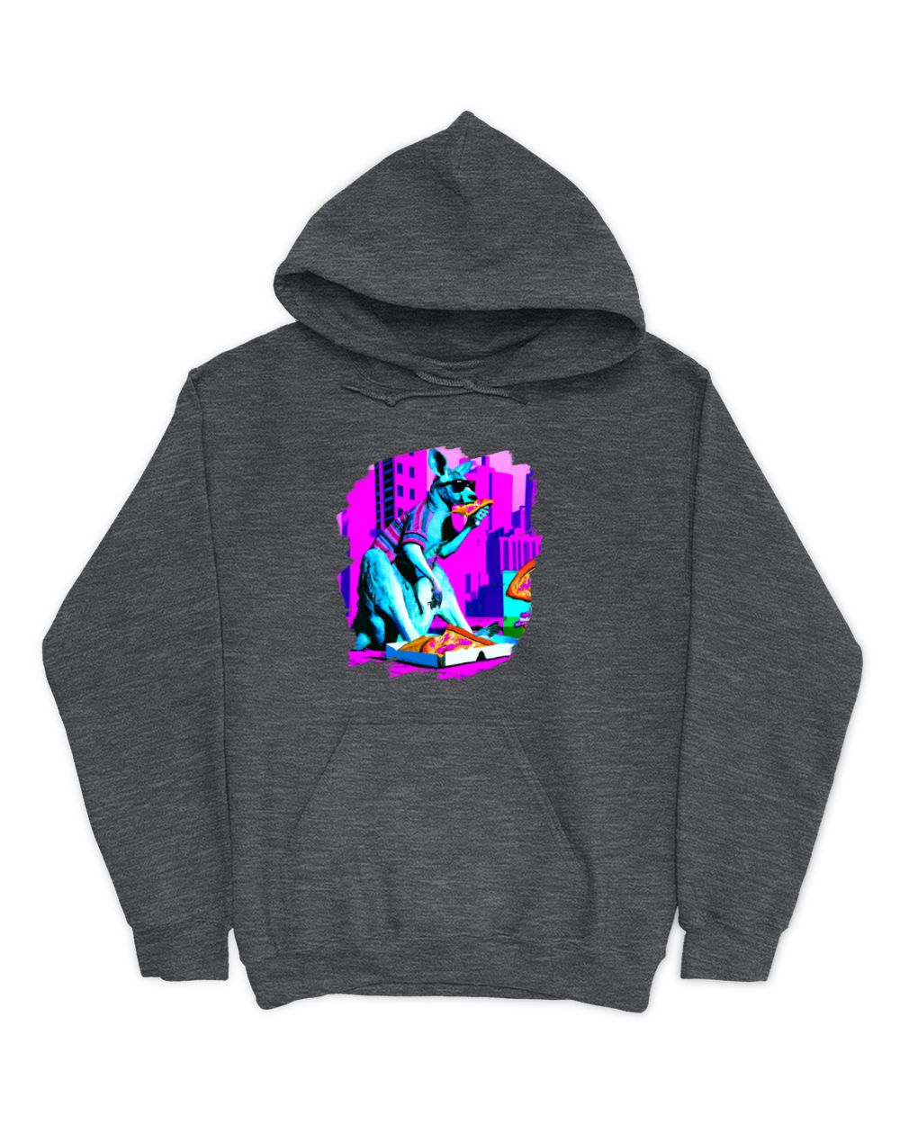 Kangaroo Eating Pizza Funny Cool Kangaroo Pizza T-Shirt (1)