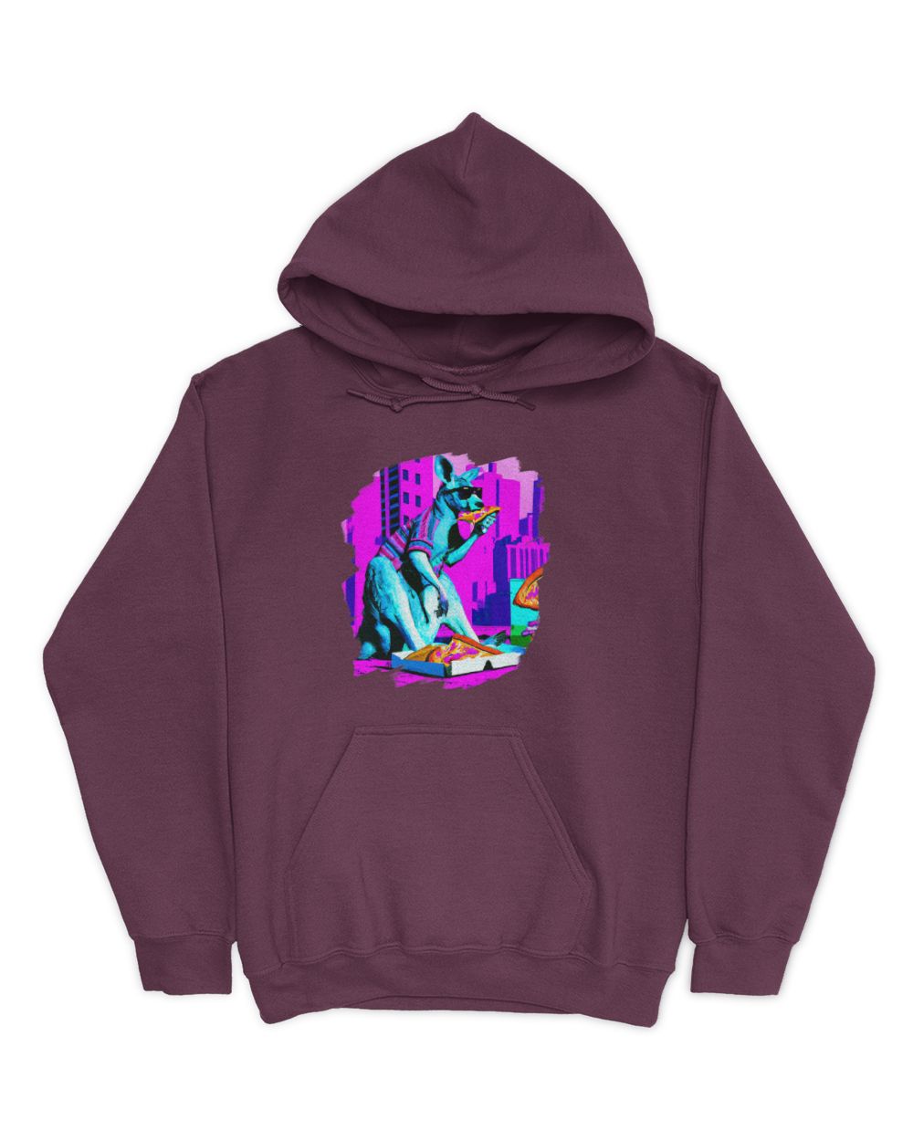 Kangaroo Eating Pizza Funny Cool Kangaroo Pizza T-Shirt (1)