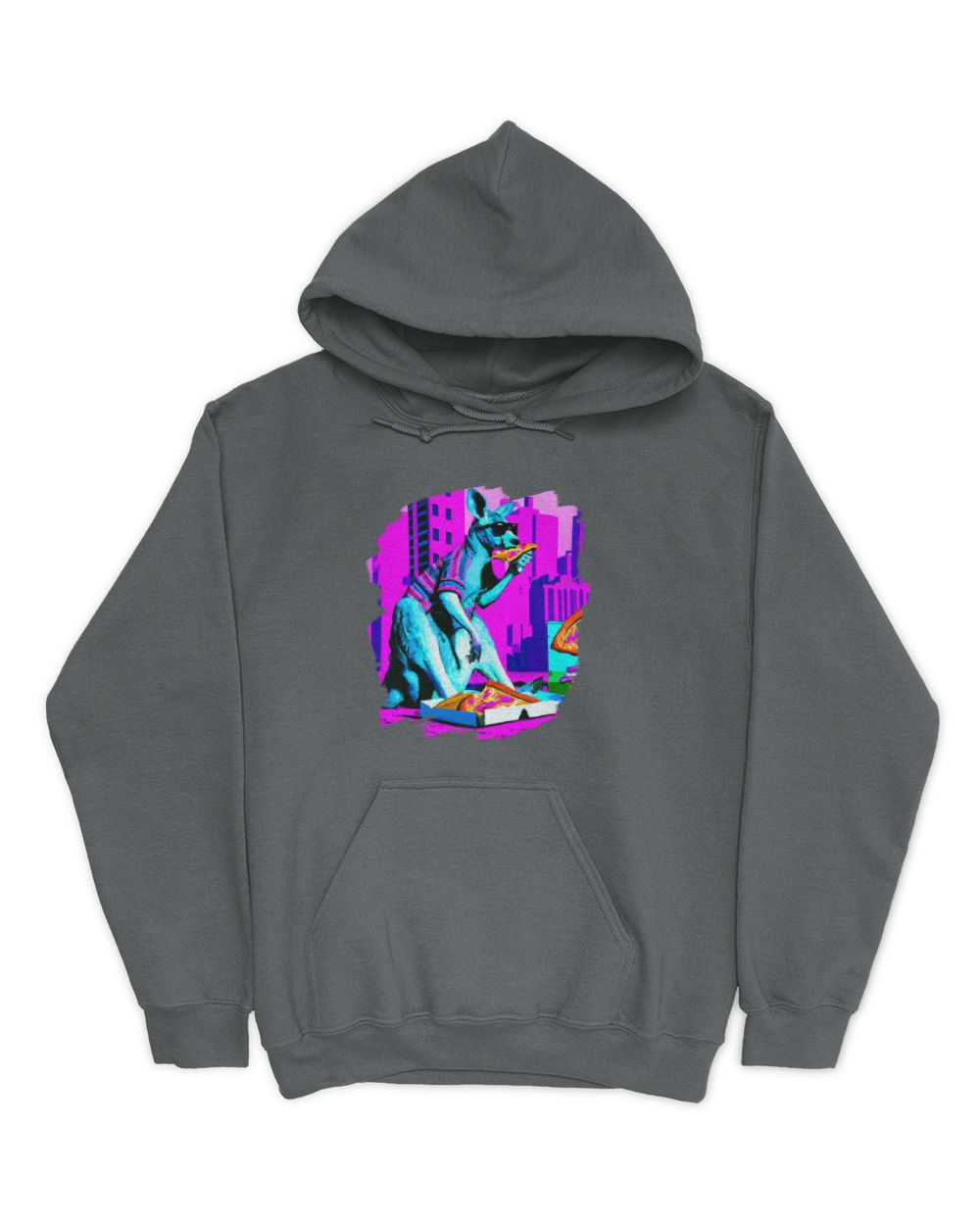 Kangaroo Eating Pizza Funny Cool Kangaroo Pizza T-Shirt (1)