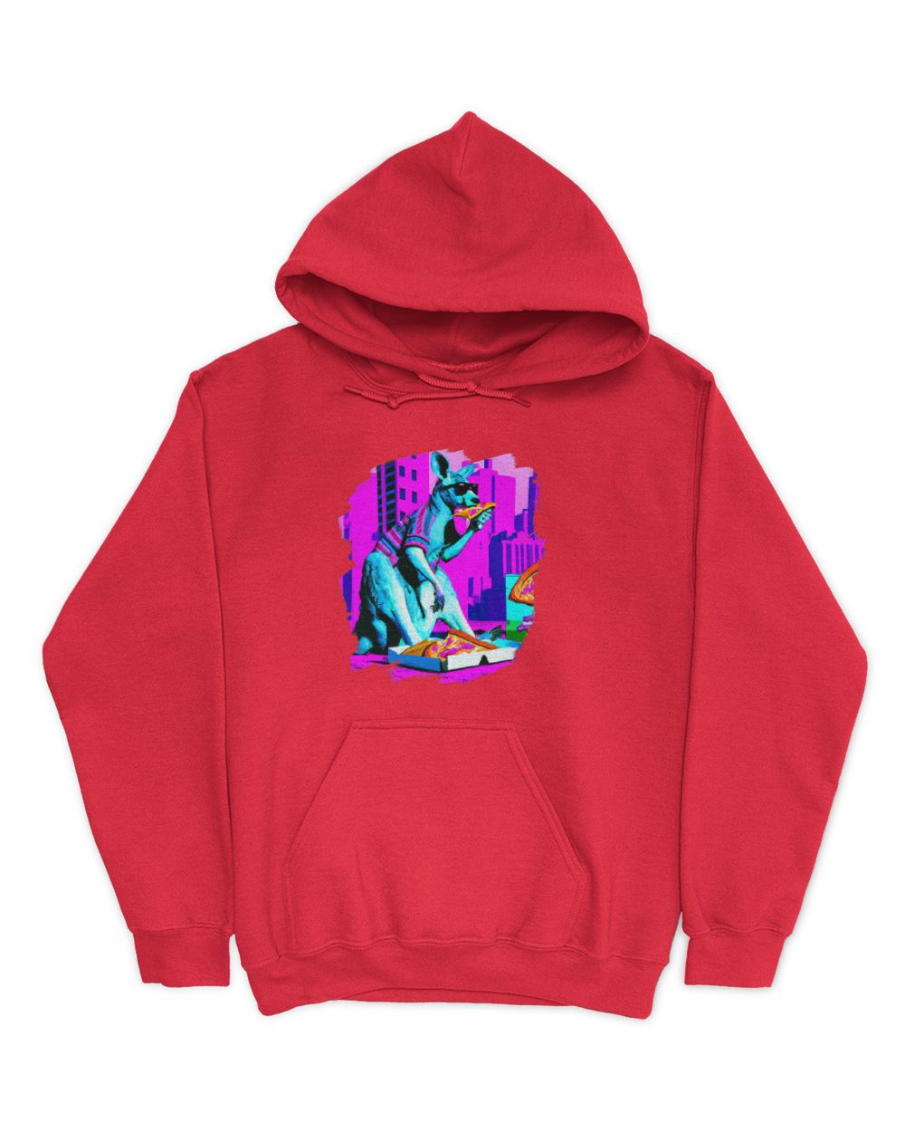 Kangaroo Eating Pizza Funny Cool Kangaroo Pizza T-Shirt (1)