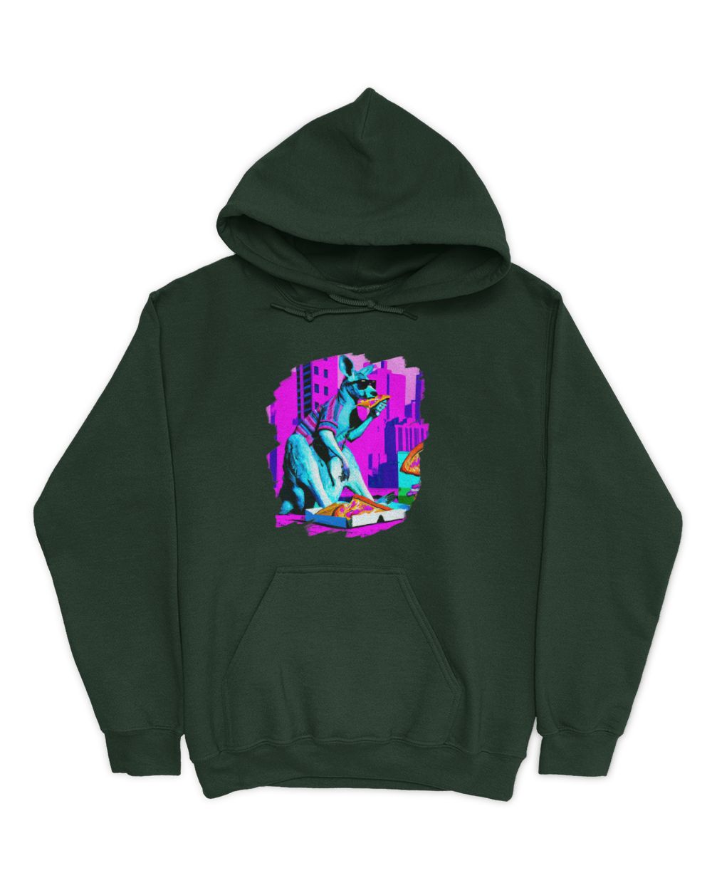 Kangaroo Eating Pizza Funny Cool Kangaroo Pizza T-Shirt (1)